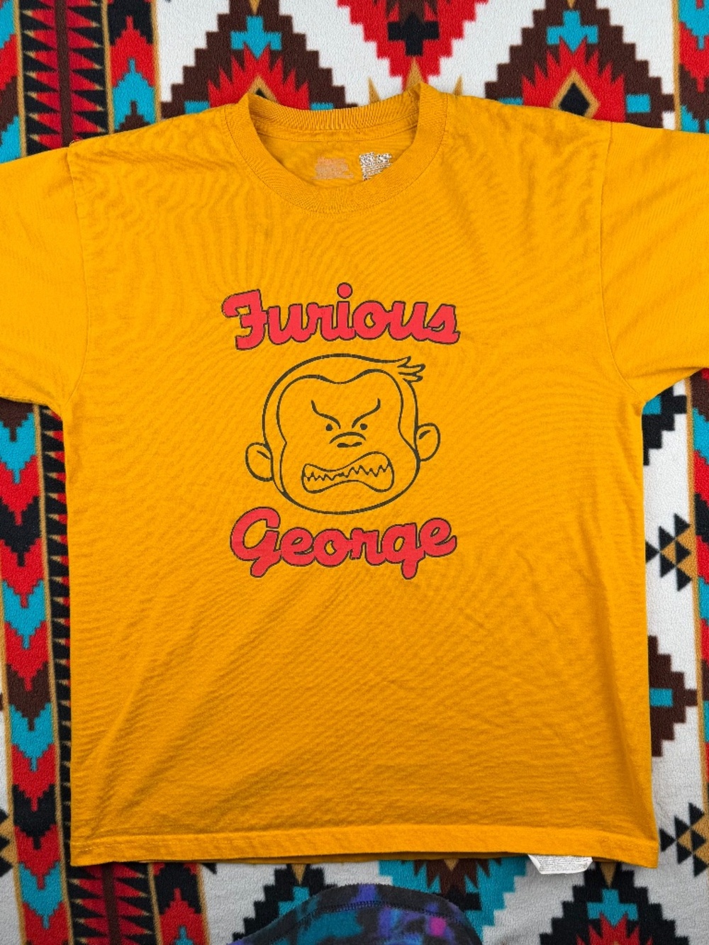 Furious George T Shirt Funny Monkey Graphic Yellow Tee Humor Cartoon Medium